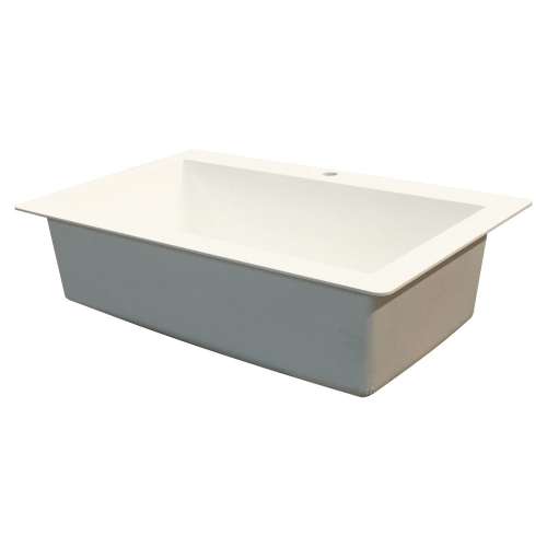 Samuel Müeller SMRTSS3322-01-CBD Renton 33-in x 22-in x 10-in Super Single Bowl Drop-In silQgranite Kitchen Sink With 3 CBD Faucet Holes, White