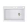 Samuel Müeller Renton 33in x 22in silQ Granite Drop-in Single Bowl Kitchen Sink with 3 CDE Faucet Holes, White