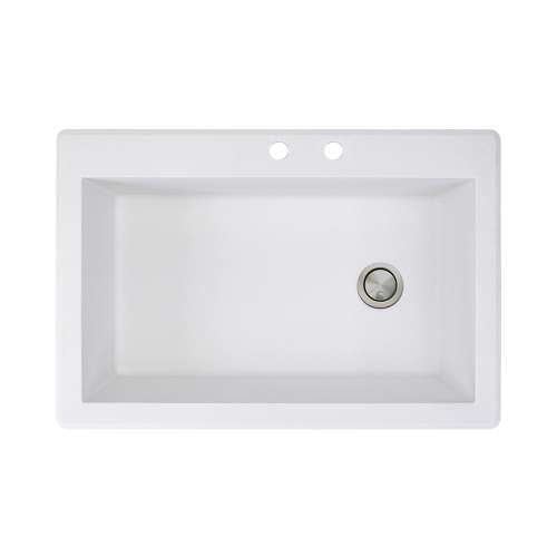Samuel Müeller Renton 33in x 22in silQ Granite Drop-in Single Bowl Kitchen Sink with 2 CD Faucet Holes, White