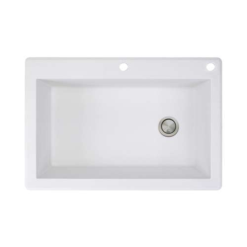 Samuel Müeller Renton 33in x 22in silQ Granite Drop-in Single Bowl Kitchen Sink with 2 CE Faucet Holes, White