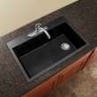 Samuel Müeller Renton 33in x 22in silQ Granite Drop-in Single Bowl Kitchen Sink with 1 Pre-Drilled Faucet Hole, Black
