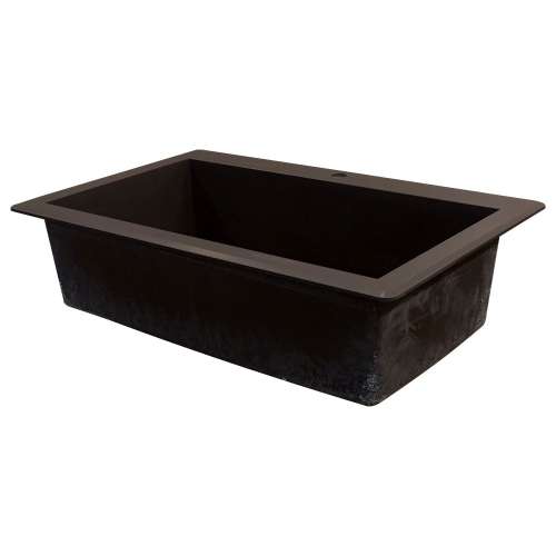 Samuel Müeller SMRTSS3322-12-CAD Renton 33-in x 22-in x 10-in Super Single Bowl Drop-In silQgranite Kitchen Sink With 3 CAD Faucet Holes, Espresso