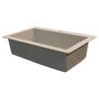 Samuel Müeller Renton 33in x 22in silQ Granite Drop-in Single Bowl Kitchen Sink with 4 CABE Faucet Holes, Cafe Latte