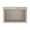 Samuel Müeller Renton 33in x 22in silQ Granite Drop-in Single Bowl Kitchen Sink with 2 CB Faucet Holes, Cafe Latte