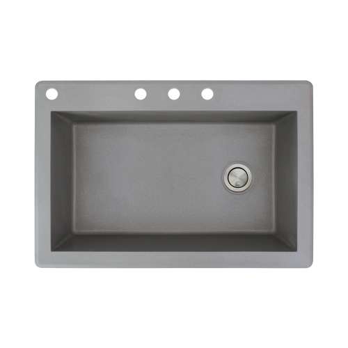 Samuel Müeller Renton 33in x 22in silQ Granite Drop-in Single Bowl Kitchen Sink with 4 CABD Faucet Holes, Grey