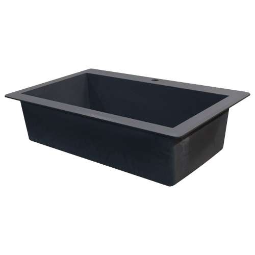 Samuel Müeller SMRTSS3322-17-CADE Renton 33-in x 22-in x 10-in Super Single Bowl Drop-In silQgranite Kitchen Sink With 4 CADE Faucet Holes, Grey