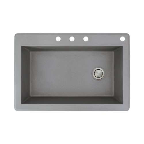 Samuel Müeller Renton 33in x 22in silQ Granite Drop-in Single Bowl Kitchen Sink with 4 CBDE Faucet Holes, Grey