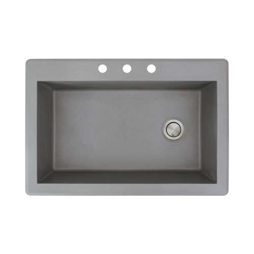 Samuel Müeller Renton 33in x 22in silQ Granite Drop-in Single Bowl Kitchen Sink with 3 CBD Faucet Holes, Grey