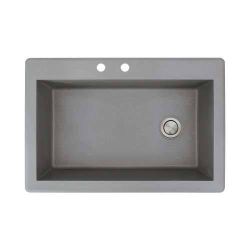 Samuel Müeller Renton 33in x 22in silQ Granite Drop-in Single Bowl Kitchen Sink with 2 CB Faucet Holes, Grey