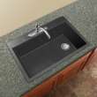 Samuel Müeller Renton 33in x 22in silQ Granite Drop-in Single Bowl Kitchen Sink with 1 Pre-Drilled Faucet Hole, Grey