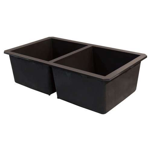 Samuel Müeller SMRUDE3118-12 Renton 32-in x 19-in x 10-in Equal Double Bowls Undermount silQgranite Kitchen Sink, Espresso