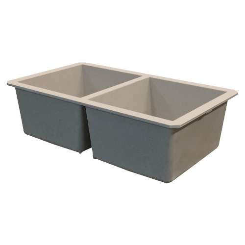 Samuel Müeller SMRUDE3118-16 Renton 32-in x 19-in x 10-in Equal Double Bowls Undermount silQgranite Kitchen Sink, Cafe Latte