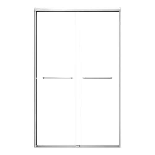 SMSBP487808C-BS Stratus 48-in x 78-in Bypass Shower Door With 5/16-in Clear Glass And Round Tube Handles, Brushed Stainless