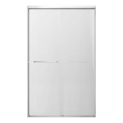 SMSBP487808F-BS Stratus 48-in x 78-in Bypass Shower Door With 5/16-in Full Frost Glass And Round Tube Handles, Brushed Stainless