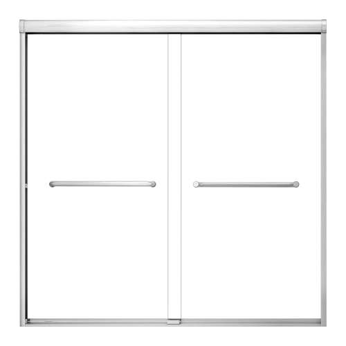 SMSBP606008C-BS Stratus 60-in x 60-in Bypass Shower Door With 5/16-in Clear Glass And Round Tube Handles, Brushed Stainless