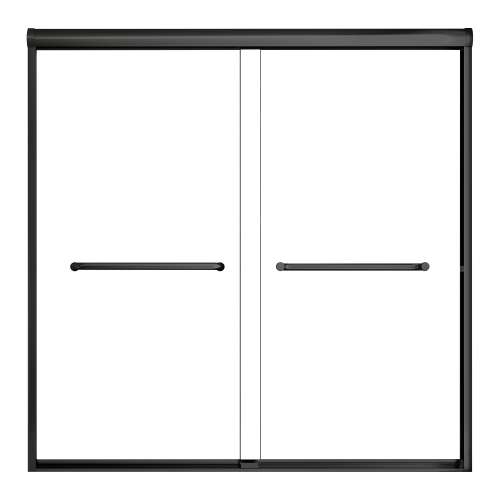 SMSBP606008C-MB Stratus 60-in x 60-in Bypass Shower Door With 5/16-in Clear Glass And Round Tube Handles, Matte Black