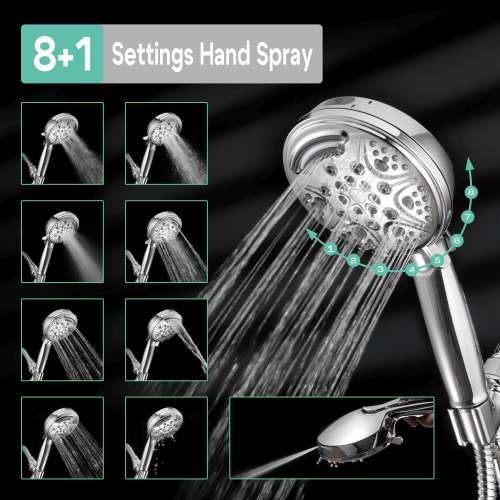 SMSGHS9F5-PC Greyson 5-in Nine Function Round Hand Shower, Polished Chrome