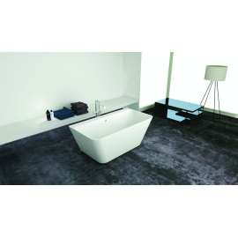 SMSGL6731-01 Grayson 67-in x 31-in x 24-in Resin Stone Freestanding Bathtub With Center Drain, White (Velvet)