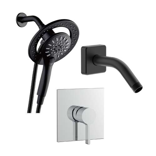 SMSPM3S-MB Theo Single Function Square ADA Pressure Balance With Magnetic Docking Hand Showerhead Set, Matte Black