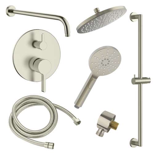 Samuel Müeller SMSPRK129HB-2-BN Sadie Two Function Round ADA Pressure Balance With Hand Shower On Bar Set, Brushed Nickel