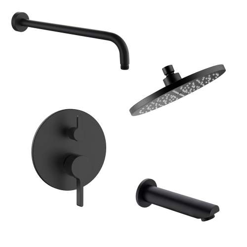 Samuel Müeller SMSPRK129T-2-MB Sadie Two Function Round ADA Pressure Balance Shower And Tub Set, Matte Black