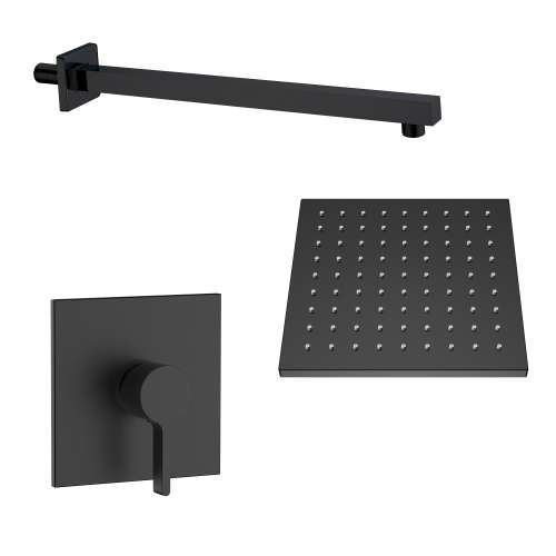 Samuel Müeller SMSPSK129-1-MB Sadie Single Function Square ADA Pressure Balance Shower Set, Matte Black