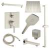 Samuel Müeller SMSPSK129TH-3-BN Sadie Three Function Square ADA Pressure Balance With Hand Shower On Bar Shower And Tub Set, Brushed Nickel