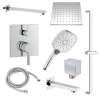 Samuel Müeller SMSPSK129TH-3-PC Sadie Three Function Square ADA Pressure Balance With Hand Shower On Bar Shower And Tub Set, Polished Chrome