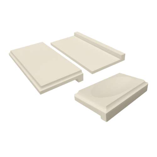 SMSSTK8-02 8-in x 4-in x 1-in Solid Surface Shower Shelf and 5-in x 3-in x 1-in Solid Surface Soap Dish Kit, Cameo/Biscuit