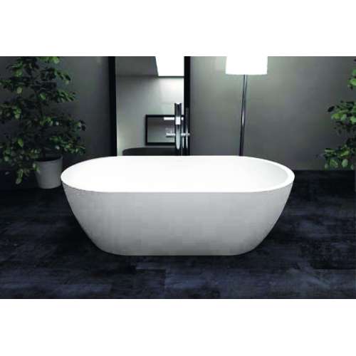 Samuel Müeller SMSSW6331-01 Sarah 63-in x 31-in x 21-in Resin Stone Freestanding Bathtub With Center Drain, White (Velvet)