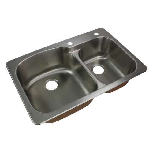 Samuel Müeller Silhouette 33in x 22in 18 Gauge Drop-in Double Bowl Kitchen Sink with 2 Faucet Holes