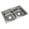 Samuel Müeller Silhouette 33in x 22in 22 Gauge Drop-in Double Bowl Kitchen Sink with MR2 Faucet Holes