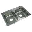 Samuel Müeller Silhouette Stainless Steel 33 Drop-in Kitchen Sink Kit with Bottom Grids, Flip-Top Strainer, Flip-Top Disposal Strainer, D - K-SMSTDE33227-M