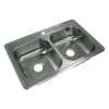 Samuel Müeller Silhouette 33in x 22in 20 Gauge Drop-in Double Bowl Kitchen Sink with 1 Faucet Hole