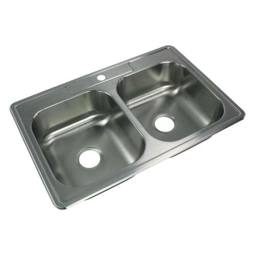 Samuel Müeller Silhouette 33in x 22in 20 Gauge Drop-in Double Bowl Kitchen Sink with MR2 Faucet Holes