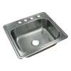Samuel Müeller Silhouette 25in x 22in 18 Gauge Drop-in Single Bowl Kitchen Sink with 4 Faucet Holes
