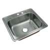 Samuel Müeller Silhouette 25in x 22in 18 Gauge Drop-in Single Bowl Kitchen Sink with MR2-Holes with Grids, Strainer, Installation Kit
