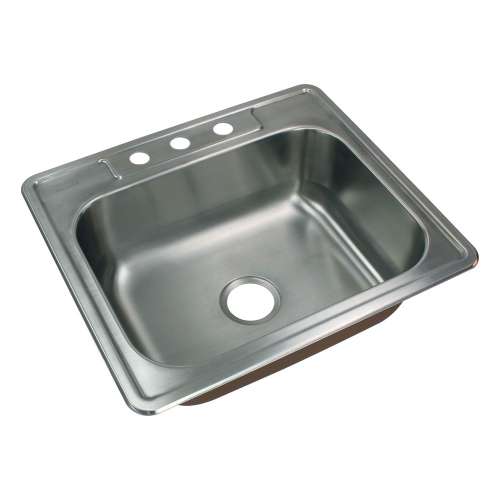 Samuel Müeller Silhouette 25in x 22in 18 Gauge Drop-in Single Bowl Kitchen Sink with 3 Faucet Holes