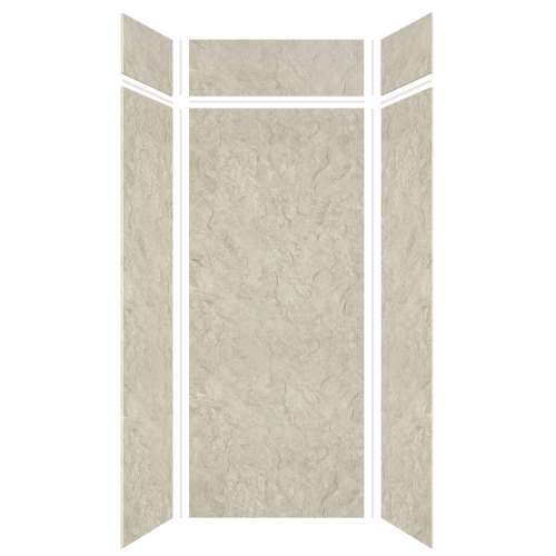 Silhouette 36-in x 36-in x 84/12-in Glue to Wall 3-Piece Transition Shower Wall Kit, Tundra