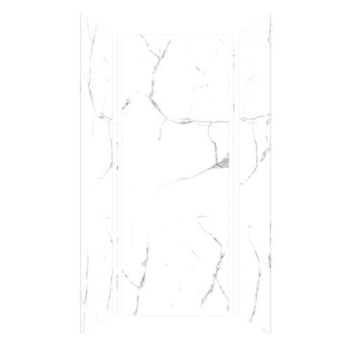 Trinity 36-in X 36-in X 96-in Shower Wall Kit, Ultra Honed White Carrara