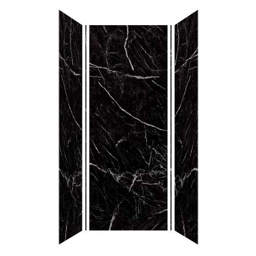 Trinity 36-in X 36-in X 96-in Shower Wall Kit, Ultra Honed Black Carrara