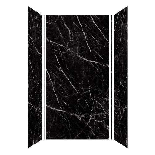 Trinity 48-in X 36-in X 96-in Shower Wall Kit, Ultra Honed Black Carrara