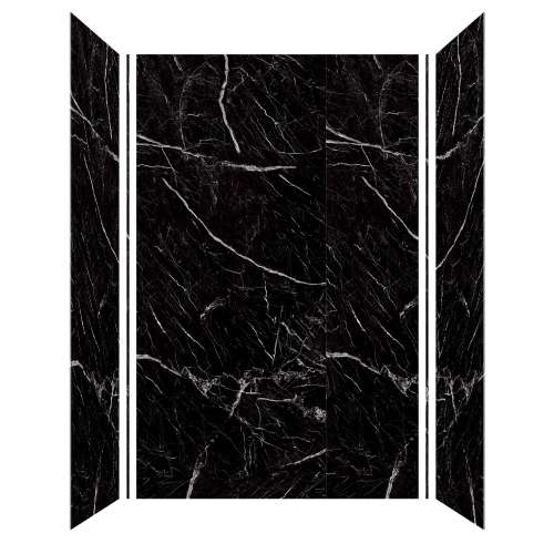 Samuel Mueller Trinity 60-in X 36-in X 96-in Shower Wall Kit, Glossy Black Carrara