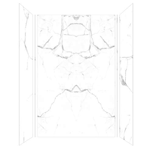Trinity 60-in X 36-in X 96-in Shower Wall Kit, Bookmatched Glossy White Carrara