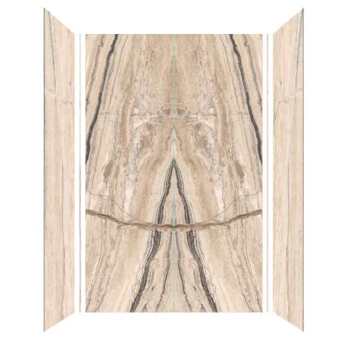 Samuel Mueller Trinity 60-in X 36-in X 96-in Shower Wall Kit, Bookmatched Glossy Sabana Creme