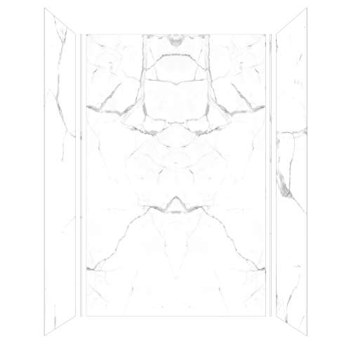 Samuel Mueller Trinity 60-in X 48-in X 96-in Shower Wall Kit, Bookmatched Glossy White Carrara