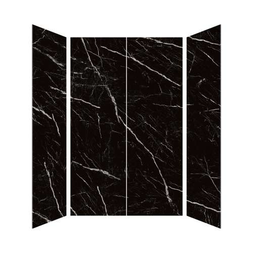 SMTWK604896C-KI03H Trinity 60-in x 48-in x 96-in 4-Piece Shower Wall Kit, Black Carrara (Honed)