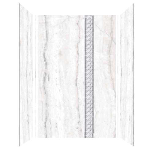Samuel Mueller Trinity 60-in X 36-in X 96-in Shower Wall Kit with Weaver White Deco Strip, Ultra Honed Sabana Grey