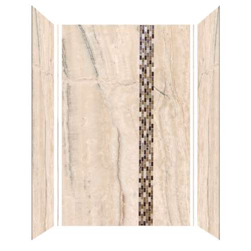 Samuel Mueller Trinity 60-in X 36-in X 96-in Shower Wall Kit with Linear Creme Deco Strip, Ultra Honed Sabana Creme