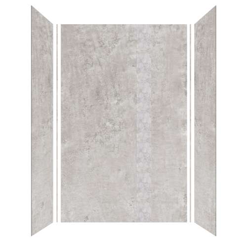 Trinity 60-in X 36-in X 96-in Shower Wall Kit with Hexagon Off-White Deco Strip, Matte Textured Concrete